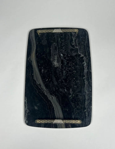 Black Lines Marble Style Tray